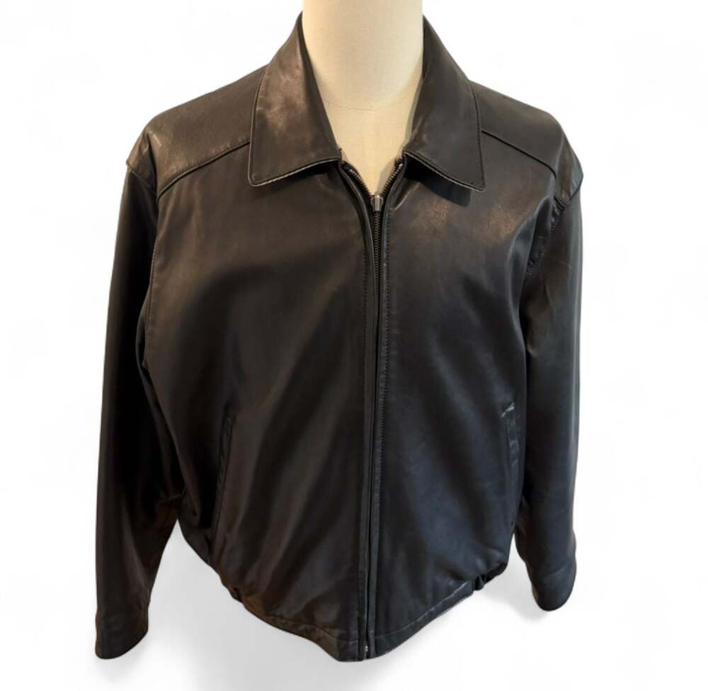 Vintage Weatherproof Black Genuine Reversible Leather Jacket, Men's M - Picture 1 of 7